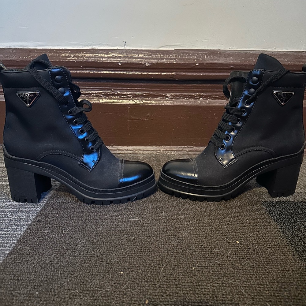 Prada Women’s Black Lace-Up Combat Boot - Picture 4 of 6